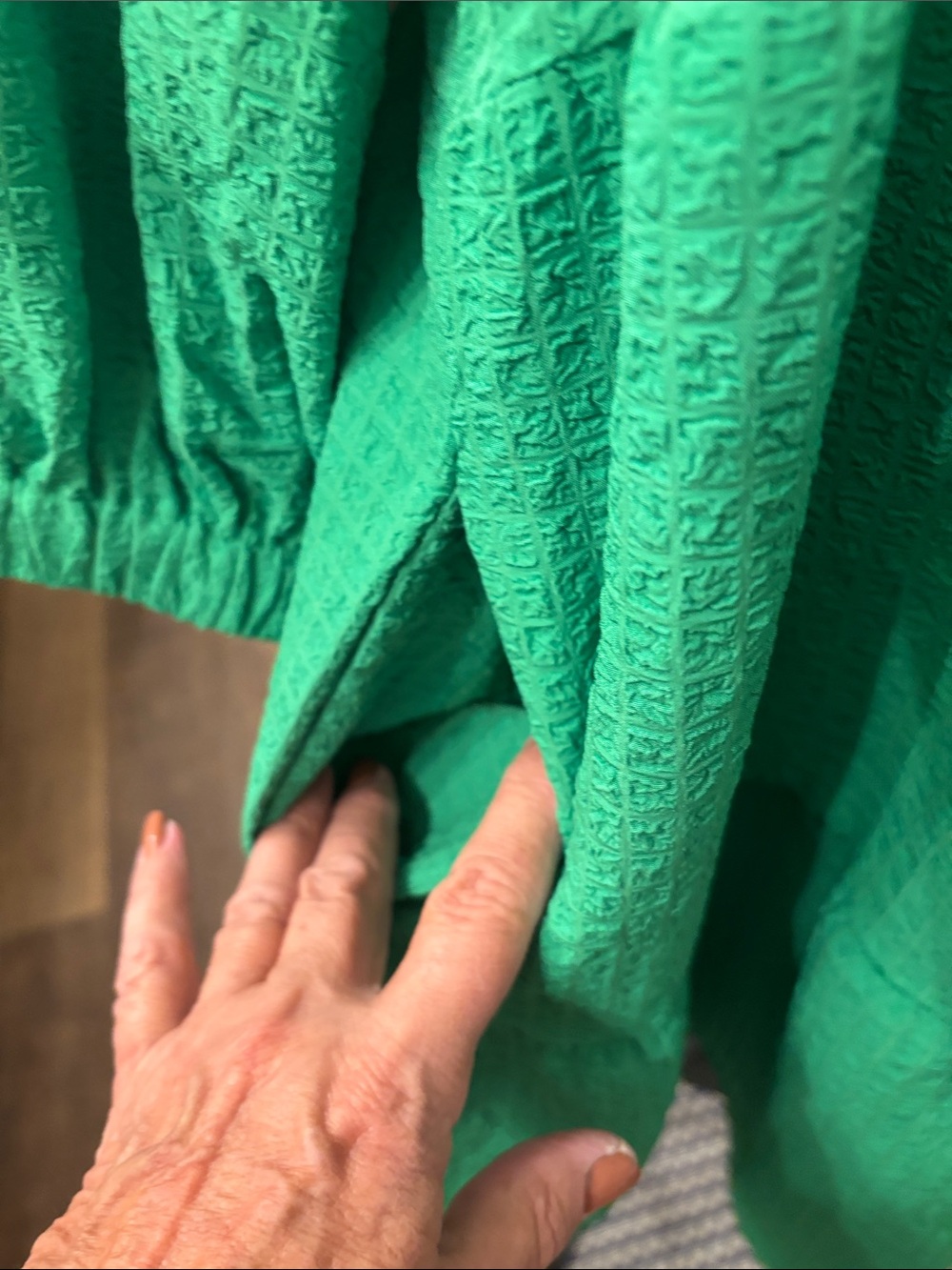 Green Tiered Midi Dress with Pink Trim - Picture 7 of 9